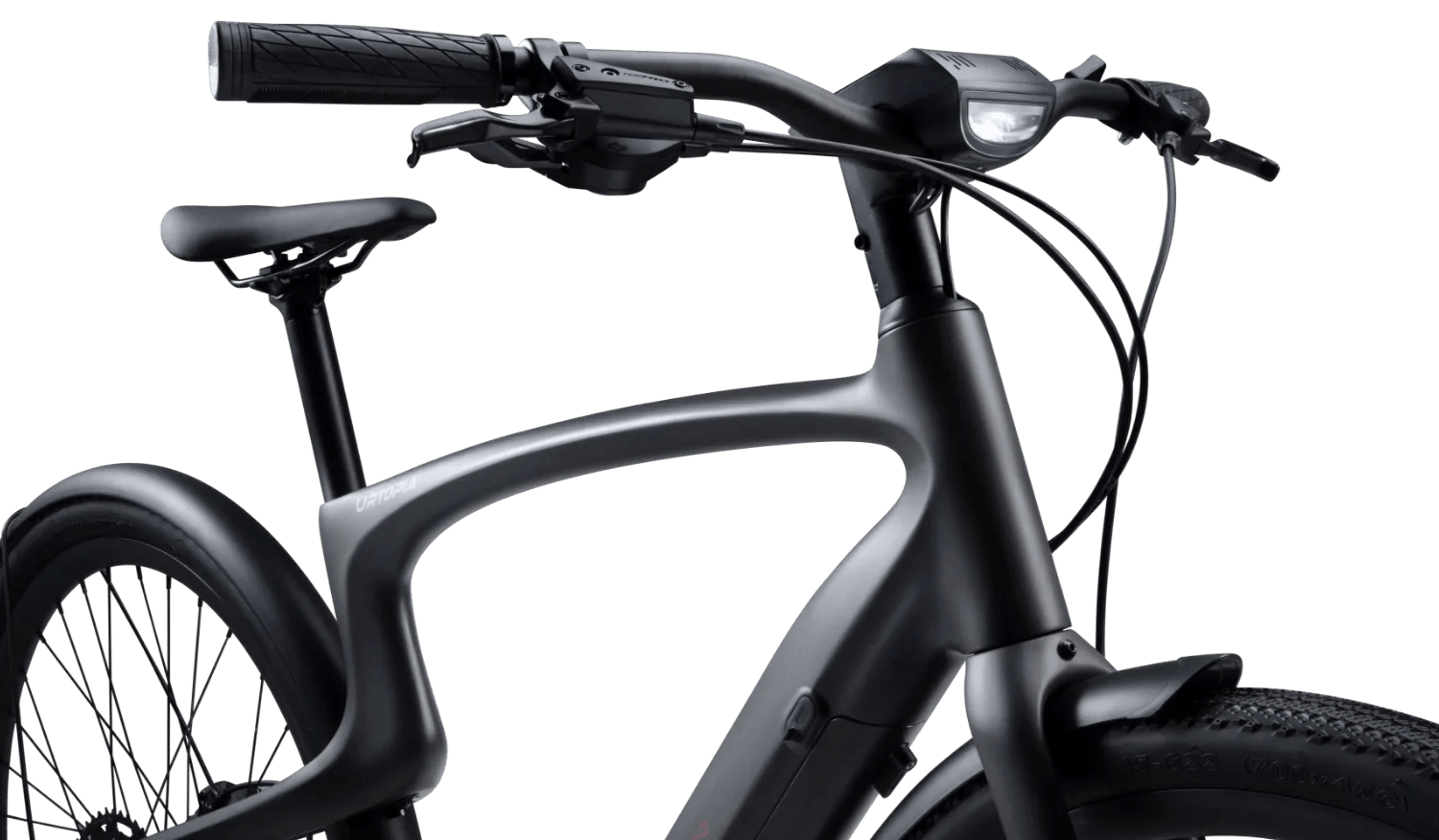 Urtopia Carbon1 Pro eBike in matte black, shown in its box with packaging, product image.