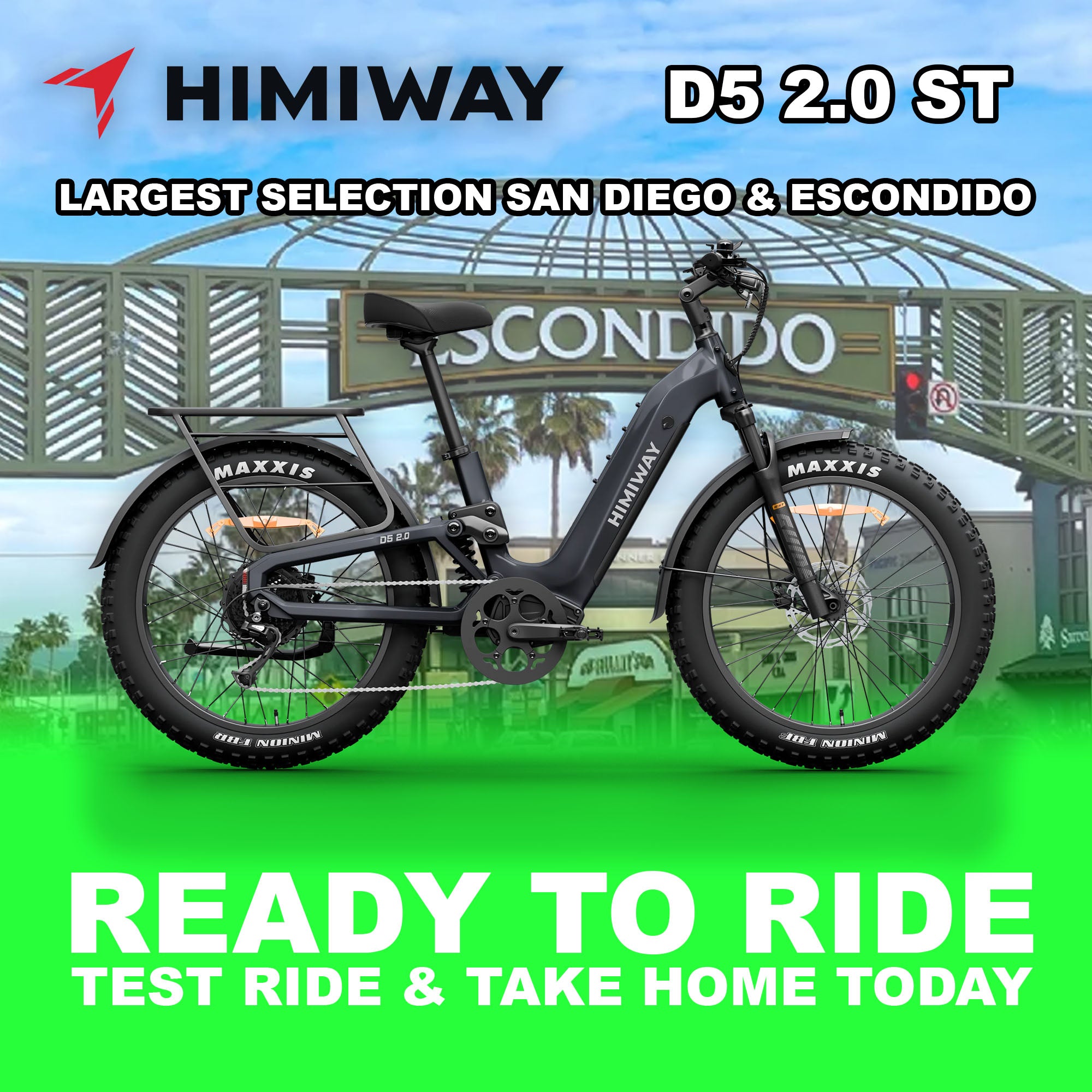 Himiway D5 2.0 ST eBike in Space Grey, side view, ready to ride, against a plain background