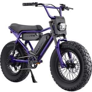 Macfox X2 Pro electric moto-style eBike in Nebula Purple, dual battery