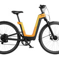 Urtopia Carbon Fusion GT eBike in Vital Orange, side view, showcasing sleek carbon frame and modern design