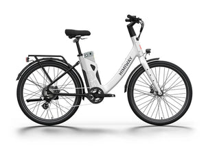 White HIMIWAY A3 urban electric commuter bike, side view, against a plain background