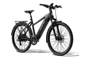 Aventon Level 4 REC electric bike, step-over frame, matte black color, side view