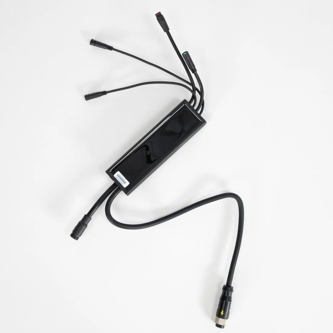 Front view of the Super73 Z Miami Series eBike controller showing wiring harness and connectors against a white background.