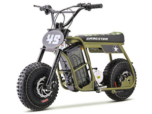 eMOTO EBOX Dragster electric bike in khaki color, side view, displayed on a white background