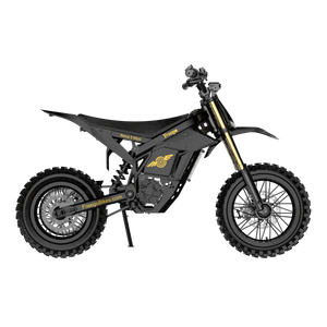 Side view of the Freego Nova 5 Mini eBike in black, showing its compact frame, thick tires, and foldable design against a plain background.