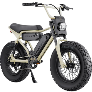 Macfox X2 Pro electric moto-style eBike in Desert Beige, dual battery