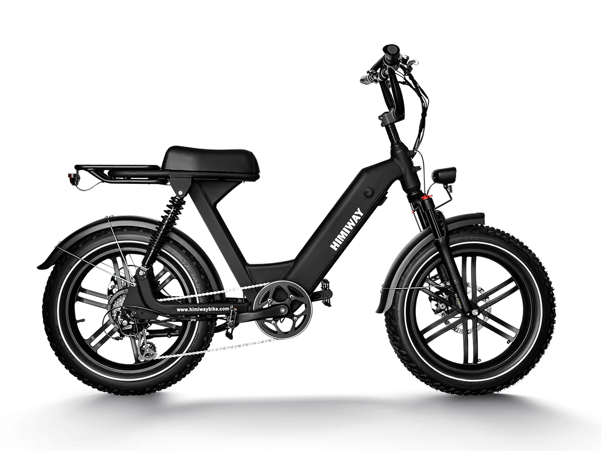Himiway Escape Pro 750W step-thru e-moto style electric bike with 20x4 fat tires, shown in side profile.
