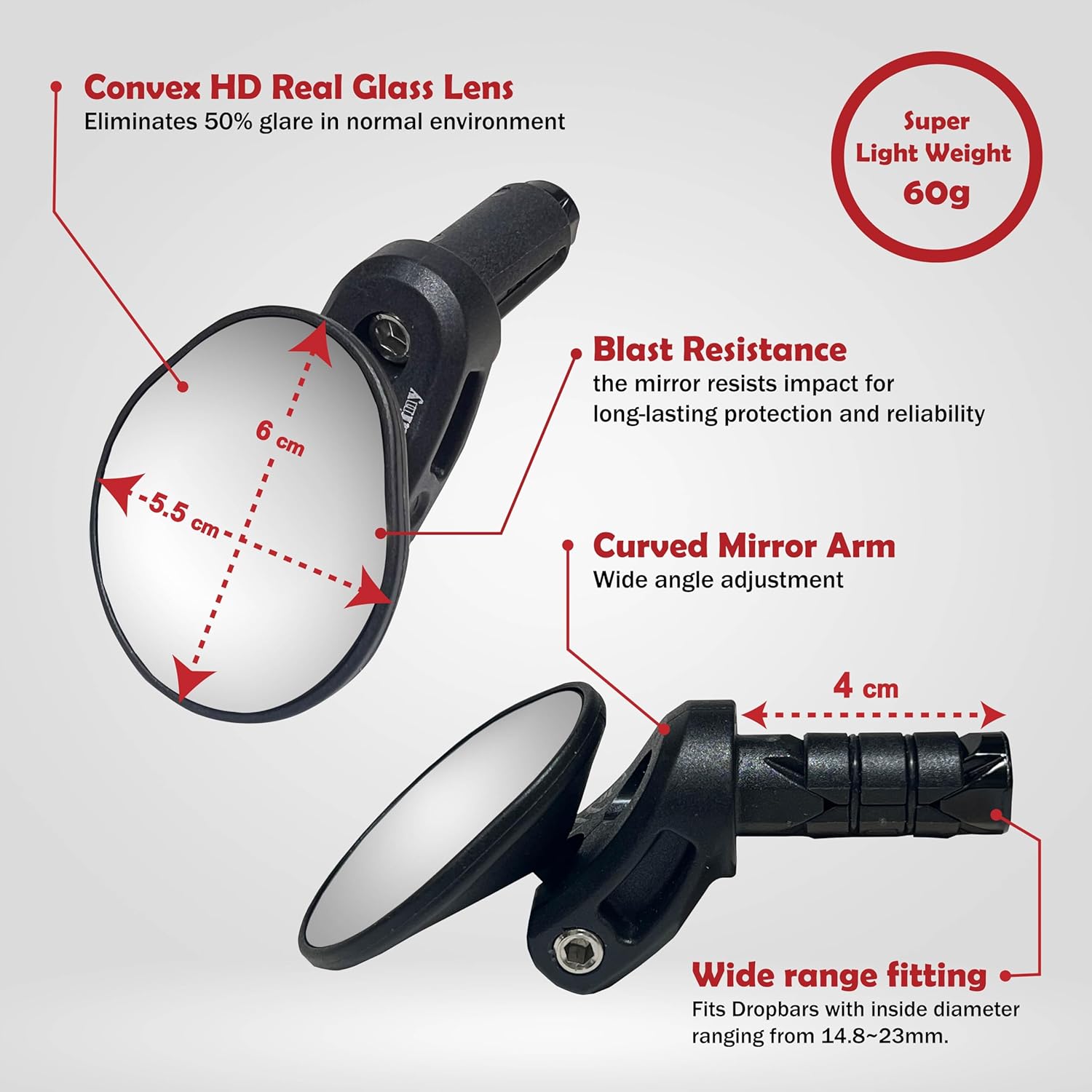 Rocket Drop Down Handlebar Mirror - Escondido eBike Super Shop