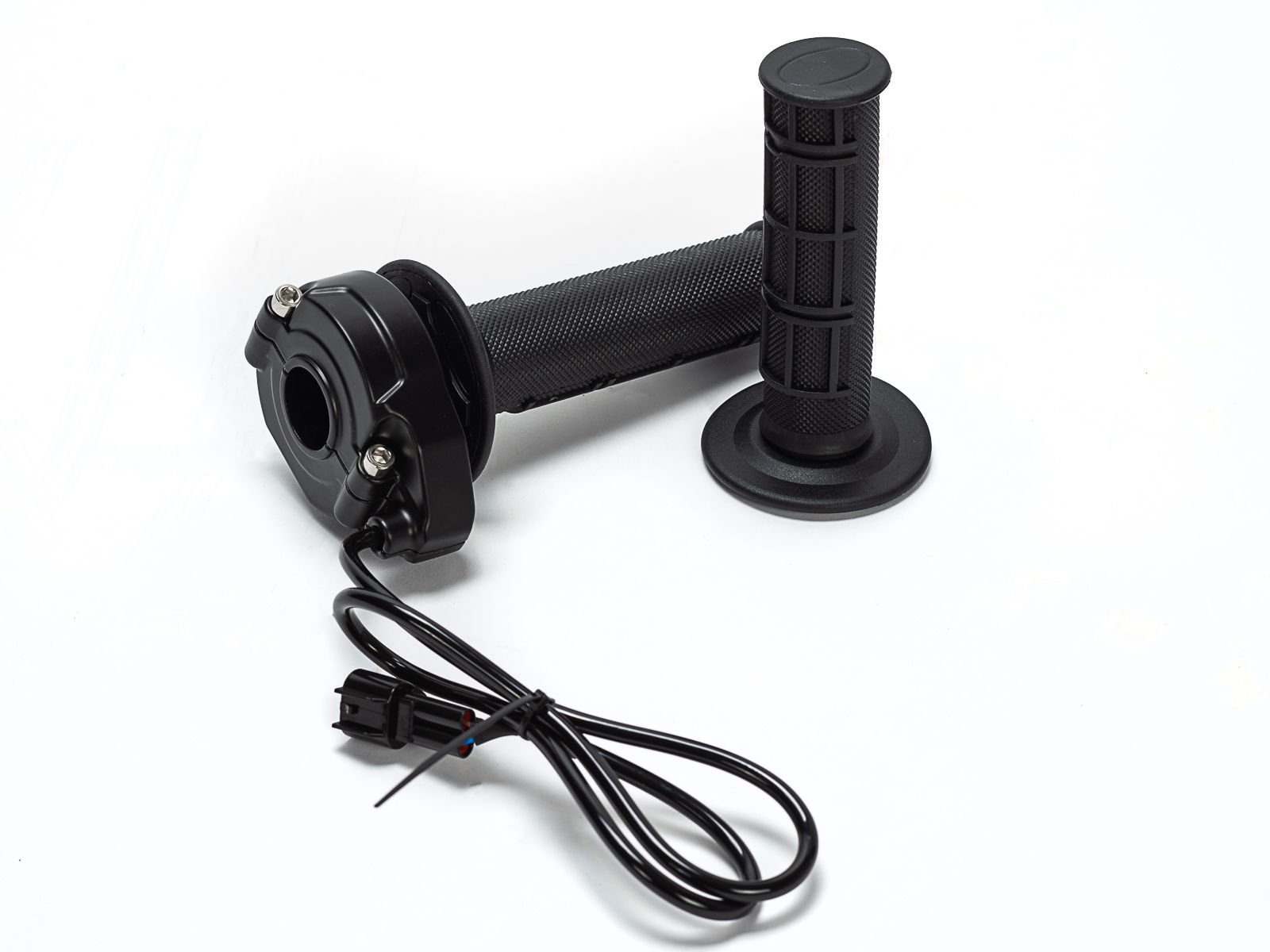 Product image showing the eMOTO Throttle - EBOX and Dragster Throttle Kit V2, featuring a standard throttle and grip replacement set.