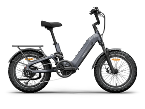 Himiway D5 2.0 eBike in Space Grey, 20-inch wheels, side view, isolated on white background