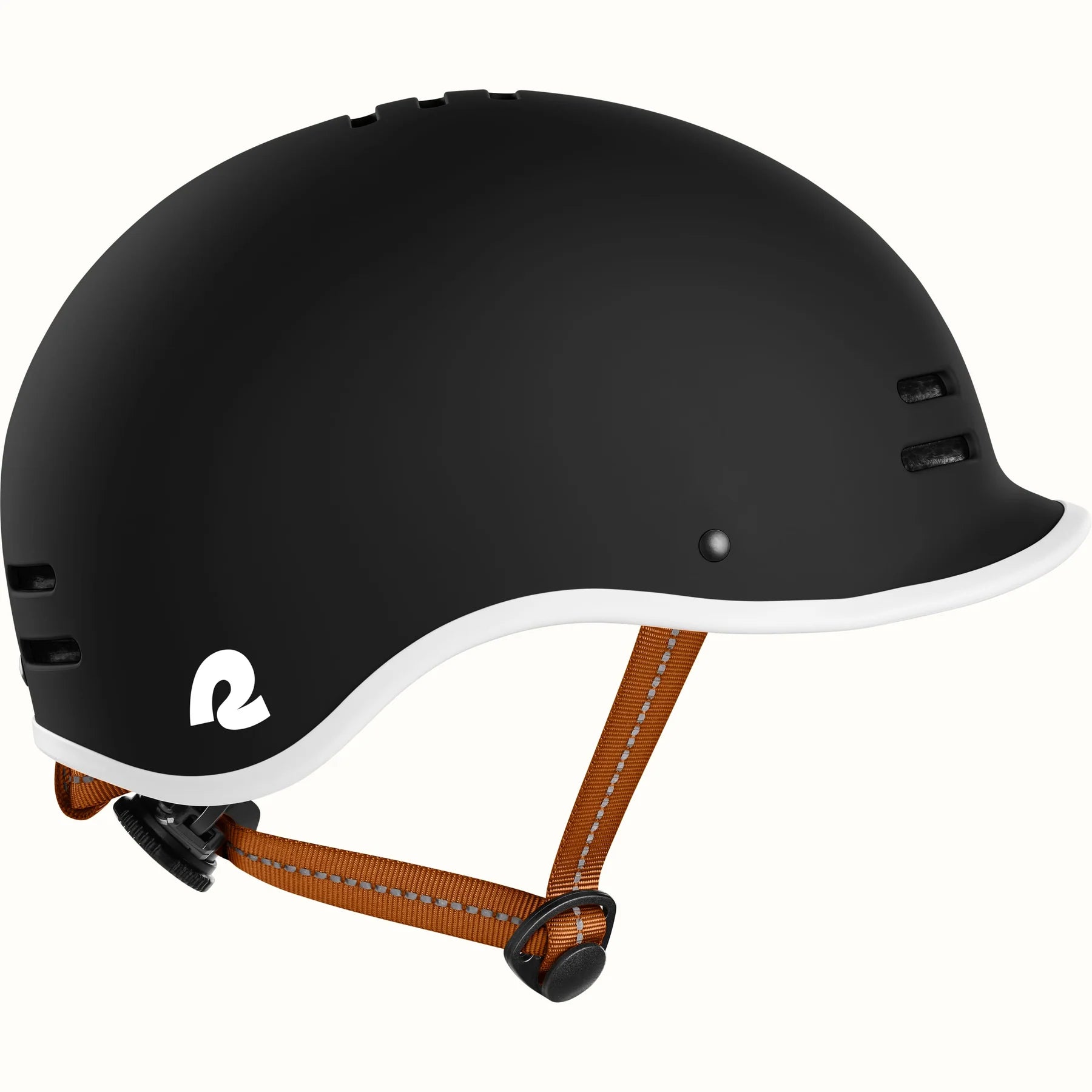 Matte black Retrospec Remi eBike helmet, side view, size 6, with adjustable straps and ventilation holes