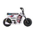 eMOTO Stomp Ebox Dragster electric bike in white, shown in its box with product packaging, model number 810206240267