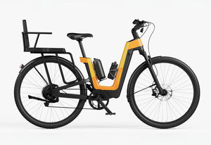 Side view of the Urtopia Carbon Fusion Pro eBike in Vital Orange, showcasing its sleek carbon frame, integrated battery, and modern design against a white background.