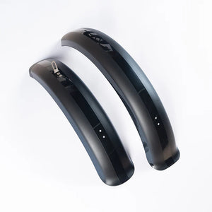 A set of black eBike fenders designed for the Macfox X1S and X2 models, displayed side by side on a white background.