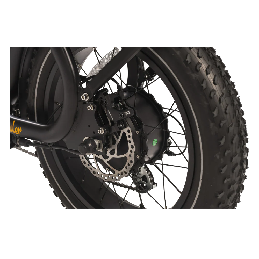 Brown eBike Revi Prowler electric bicycle, side view, displayed on a white background