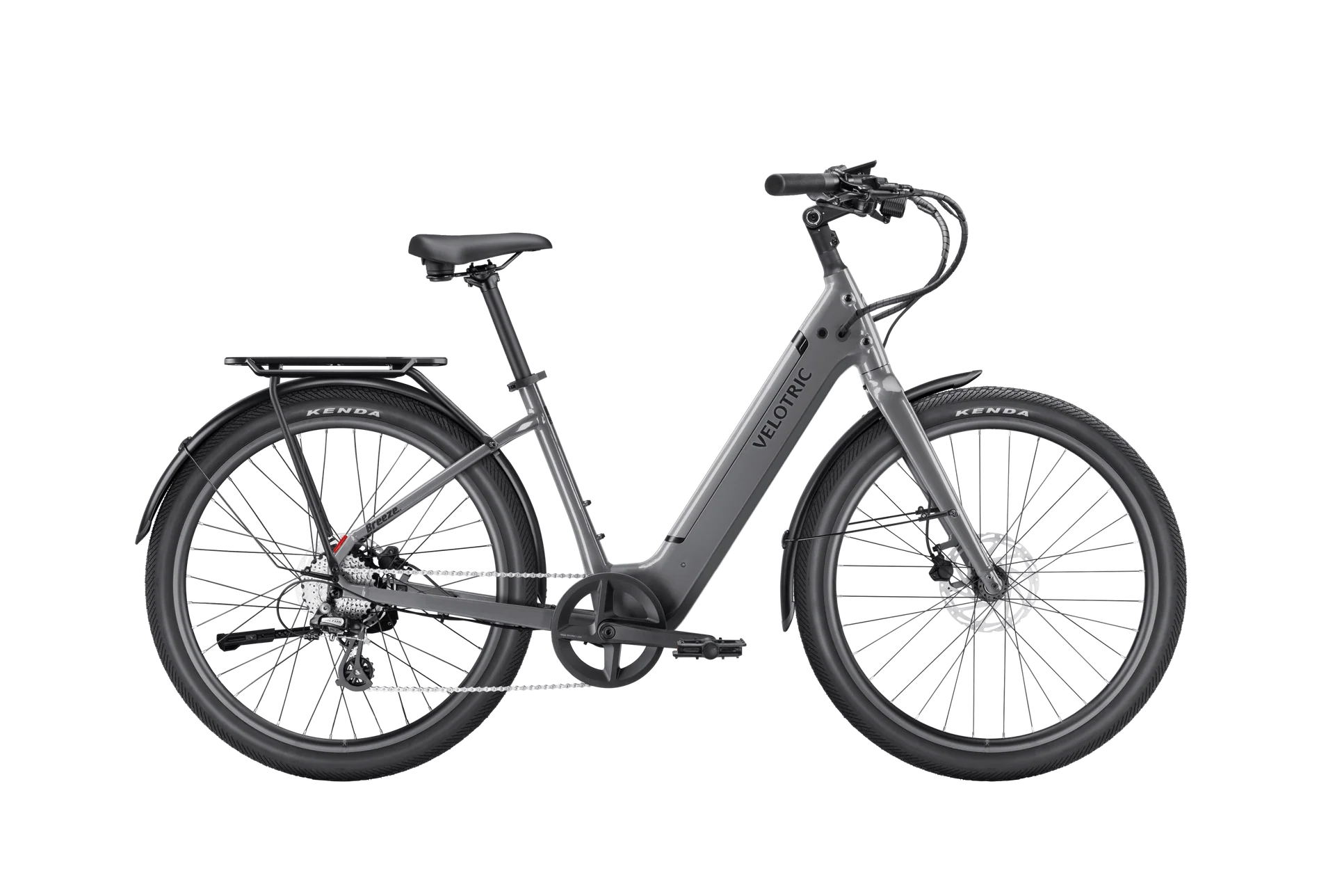 Slate gray Velotric Breeze 1 eBike side view against a white background