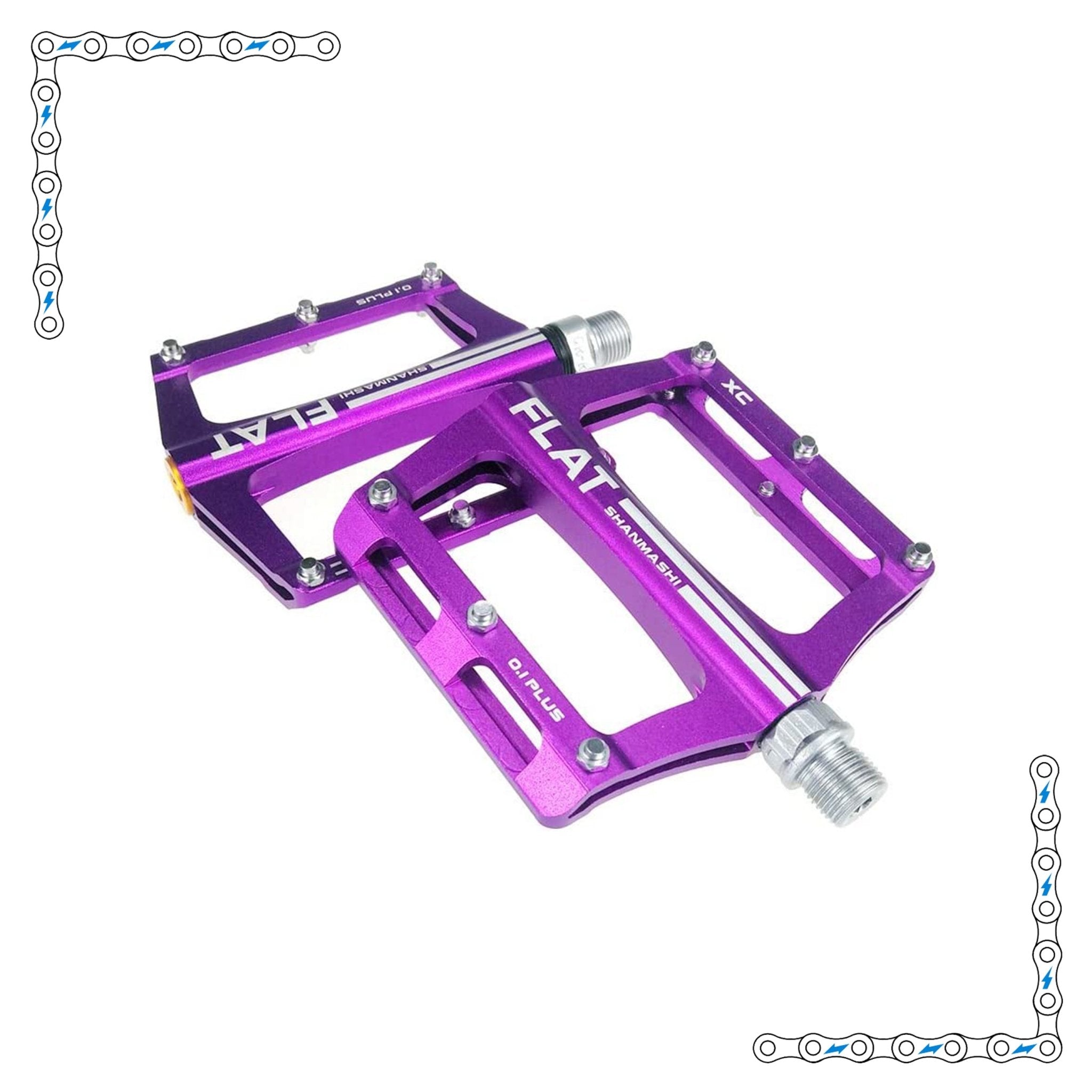 Purple colored aluminum pedals for electric bike, product image, model 9807732