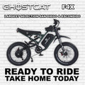 Army green eBike Ghostcat F4X, side view, rugged design, thick tires, outdoor background