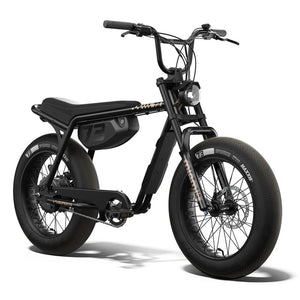 Super73 Z Miami SE eMOTO eBike in store, side view, black frame, thick tires, displayed for pickup