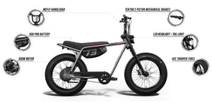 Super73 Z Miami electric bike in metallic aluminum color, side view, isolated on white background