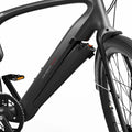 Side view of the Urtopia Carbon 1 Pro eBike in matte black, showcasing its lightweight carbon fiber frame, integrated display, and sleek, minimalist design against a white background.