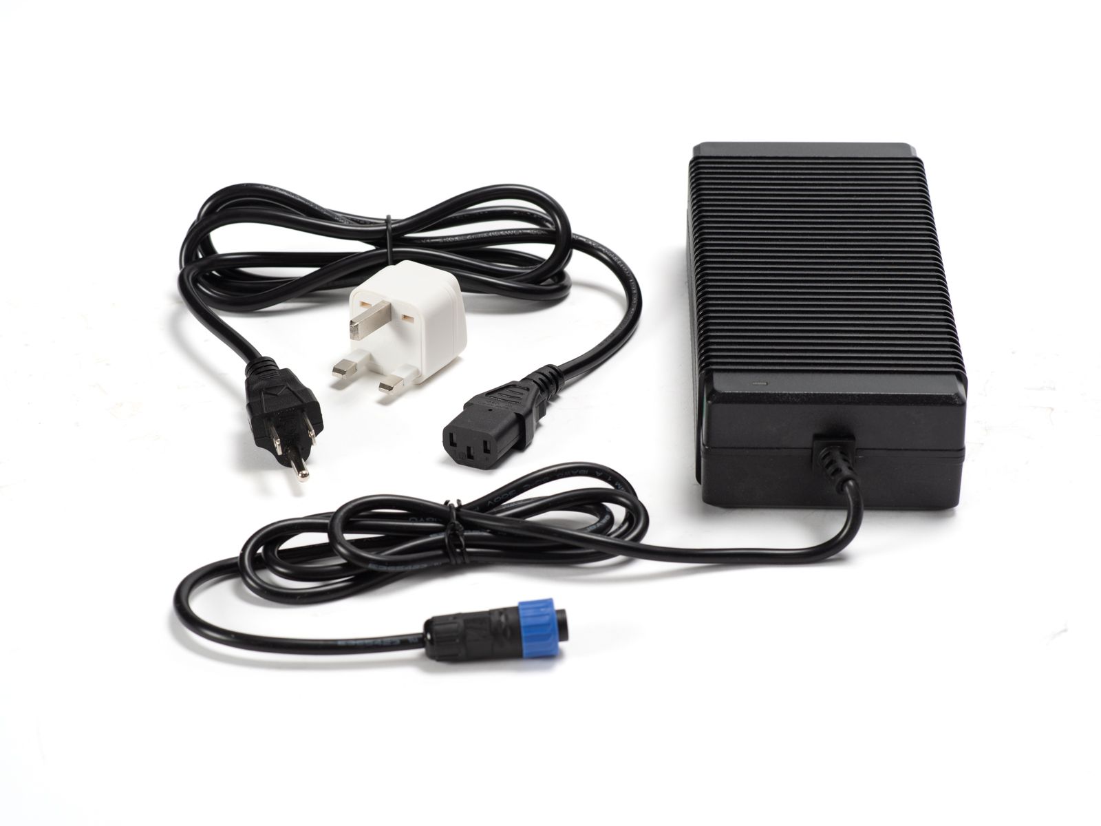 Product image of the eBike EBOX Charger, compatible with 60v EBOX2 and Dragster models, 2A Dragster battery charger, labeled as in stock.