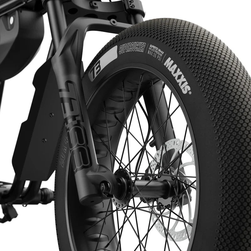 Side view of the Super73 ZX SE eBike in Blackout color, showcasing its sleek black frame, thick tires, and minimalist design against a plain background.