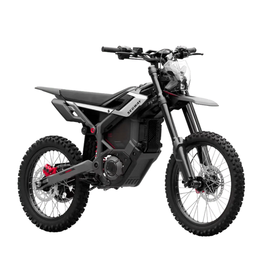 Black Segway Xaber 300 electric motorcycle, side view, with "Black Diamond" color finish, displayed on a white background.