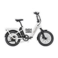Velotric Fold 1 PLUS eBike in Pearl White, folded and placed inside its box, product image on a white background
