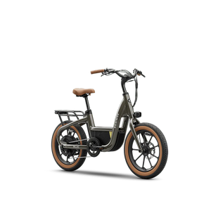 Olive green Segway Muxi Rush 2 eBike, side view, showcasing sleek frame and modern design