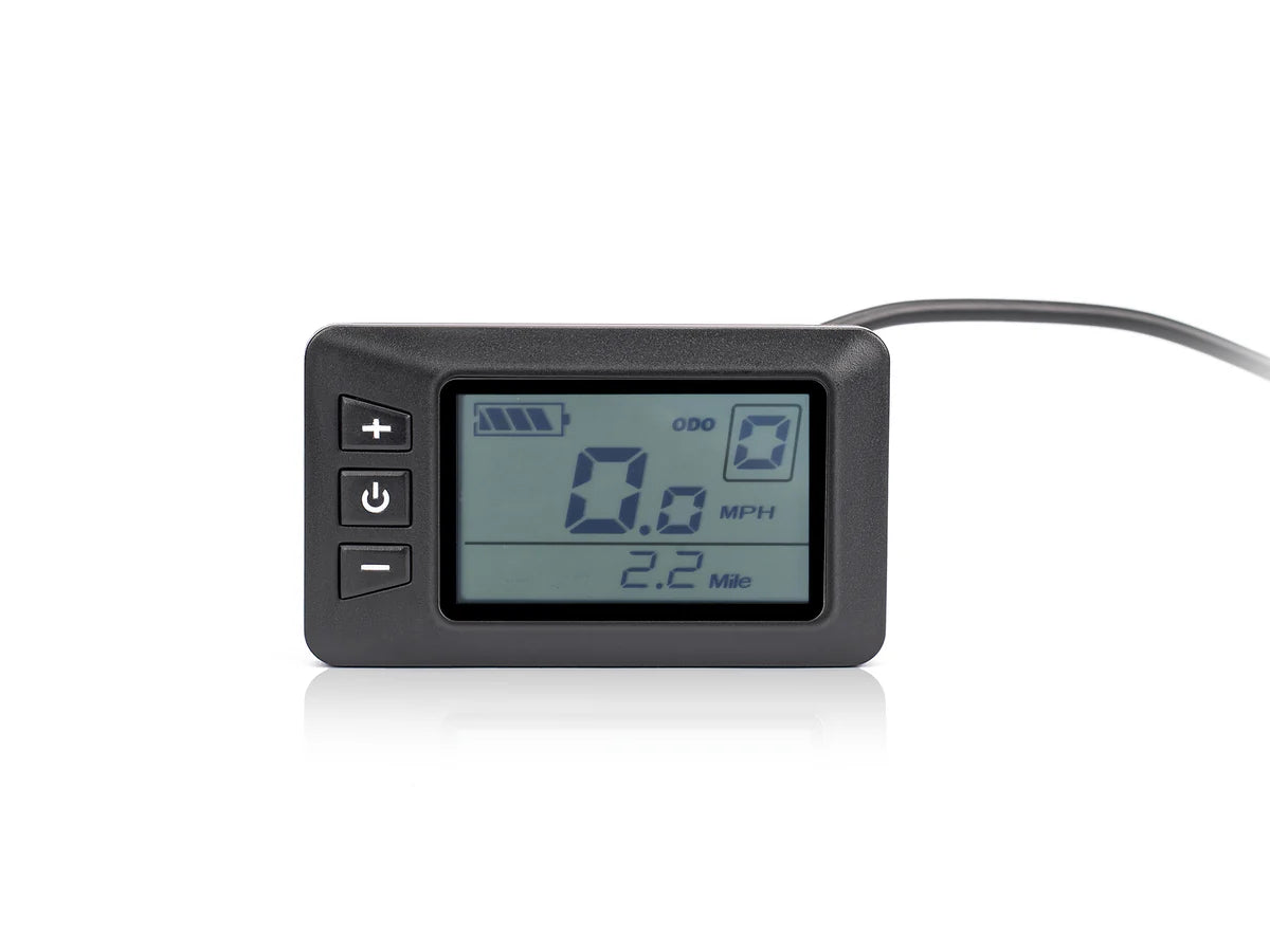 Close-up view of the Macfox X2 eBike display unit showing the digital screen and control buttons.