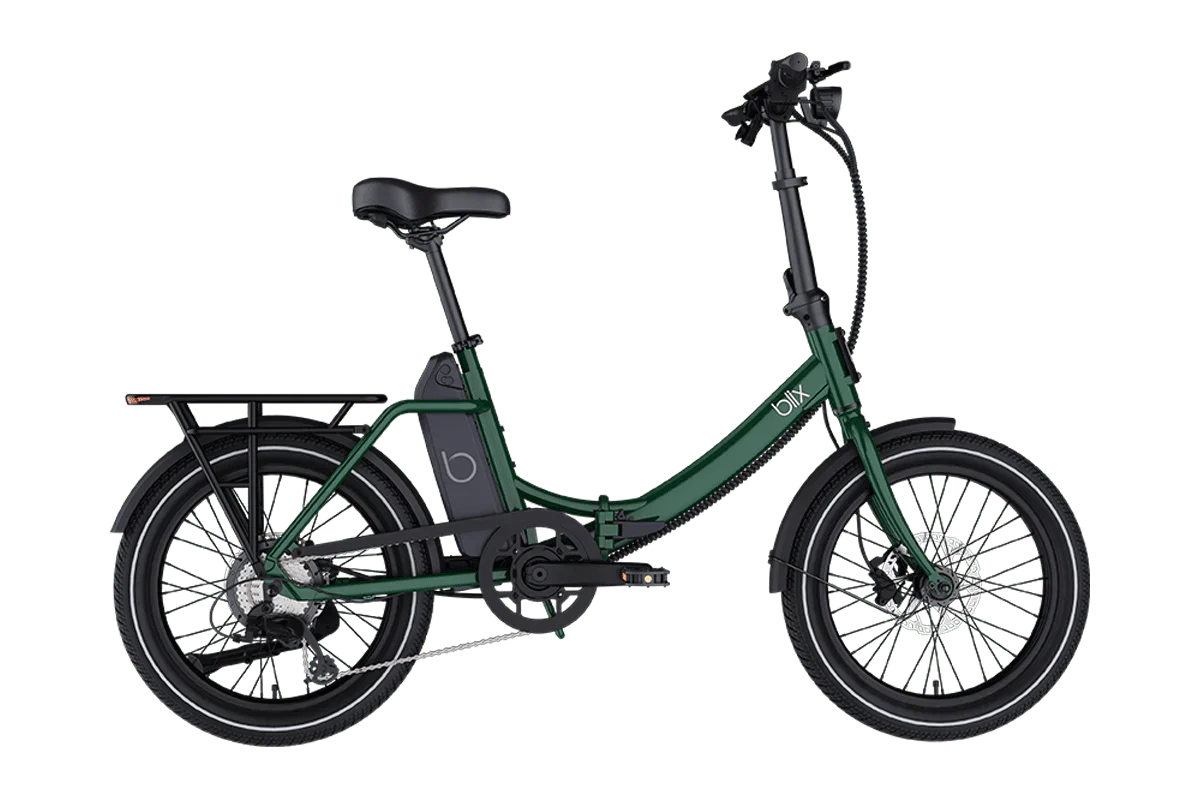 Blix Vika X electric folding step-thru eBike in green, 500W compact design, product image