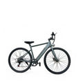 Freego E7 Electric Town eBike, step-over frame, 250w motor, commuter style, black color, side view, product image