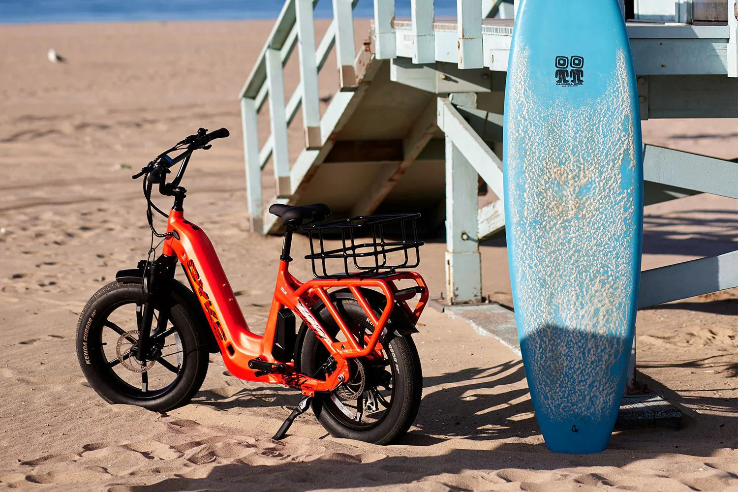 A 48v 750w CYKE Collie Cargo electric cargo eBike with mini fat tires, shown in a product image.