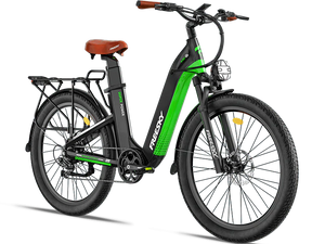 A black Freesky Nova B-360 electric bike with fat tires, front suspension fork, and rear rack, displayed on a white background.