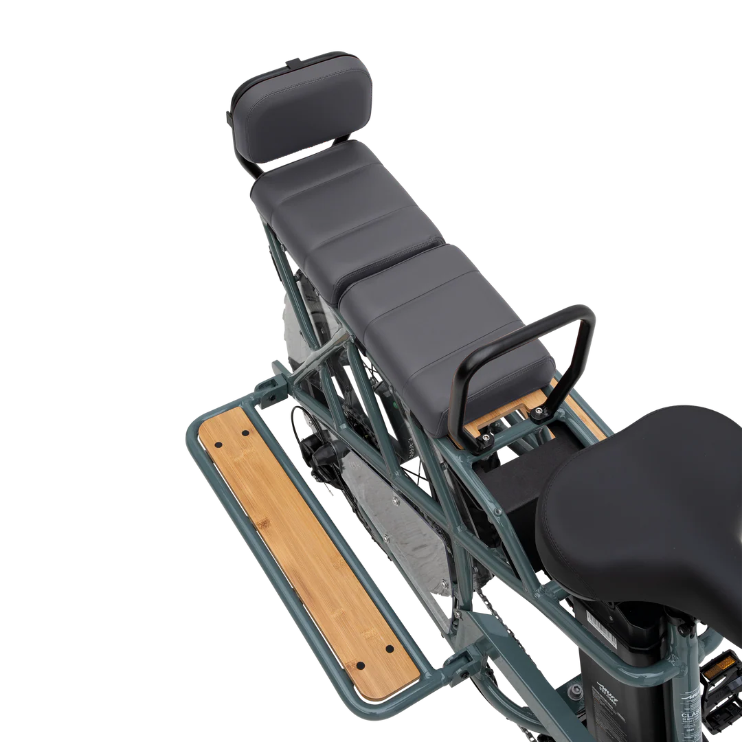 Black eBike seat pad for Murf cargo bike, shown as a product accessory against a plain background.