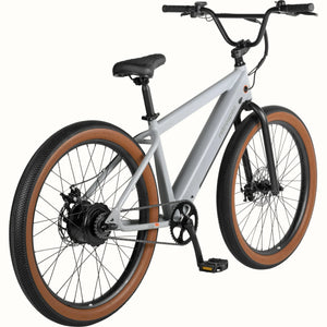 Retrospec Joe Rev BMX eBike in matte feather gray, side view, against a white background