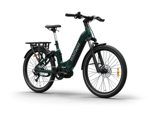 Emerald green Himiway A7 Pro eBike side view, showcasing frame design, battery, and wheels