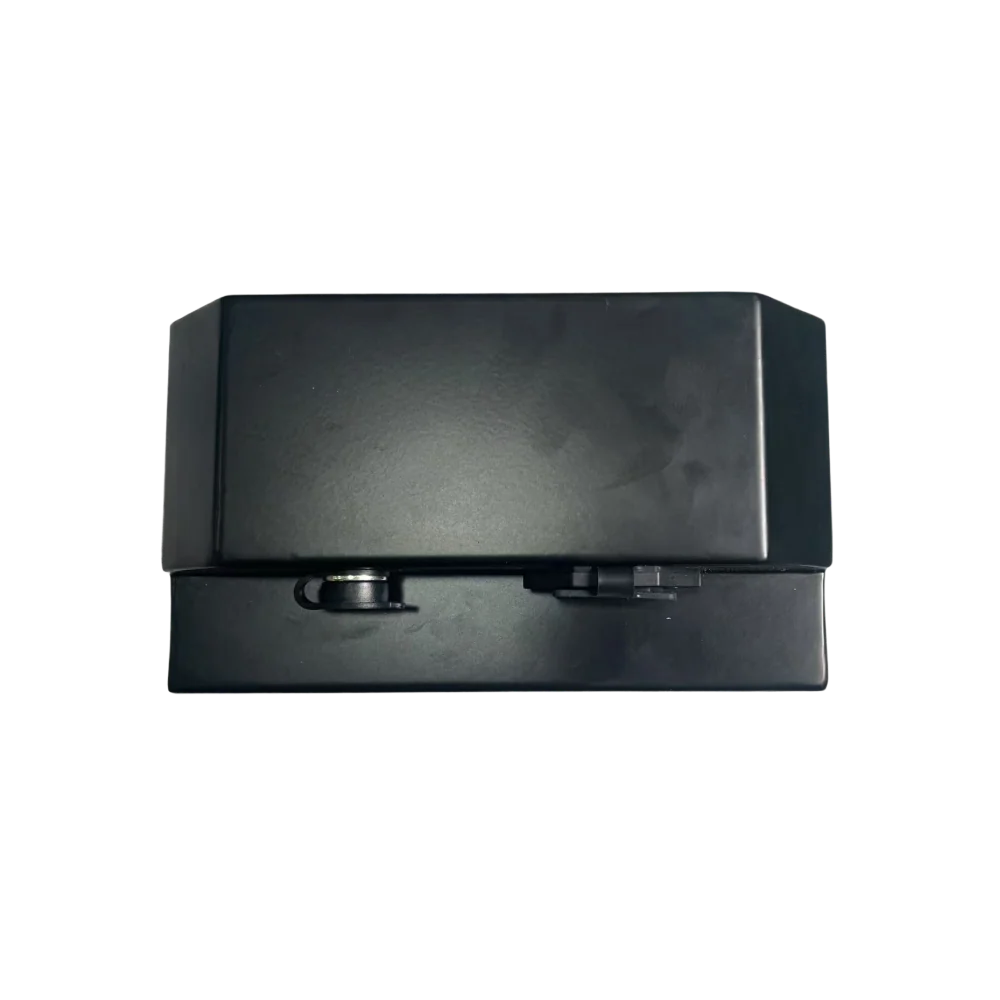Heybike V1 electric bike battery, black rectangular design with visible power indicator and handle, displayed on a white background.