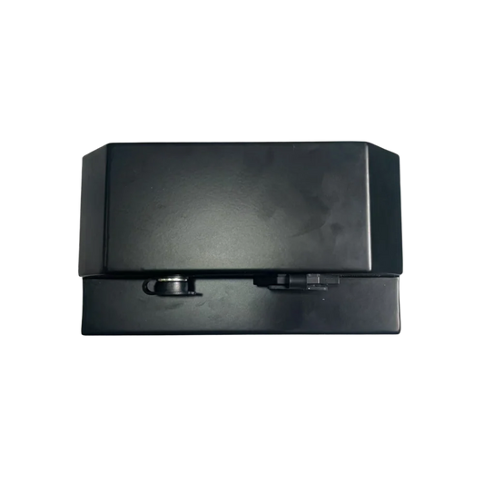 Heybike V1 electric bike battery, black rectangular design with visible power indicator and handle, displayed on a white background.