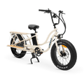 Bone-colored MURF Higgs Cargo fat tire eBike side view, showcasing sturdy frame, large tires, and rear cargo rack.