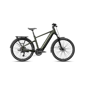 Aventon Level 4 ADV electric bike in step-over frame, camouflage color, side view against a plain background.