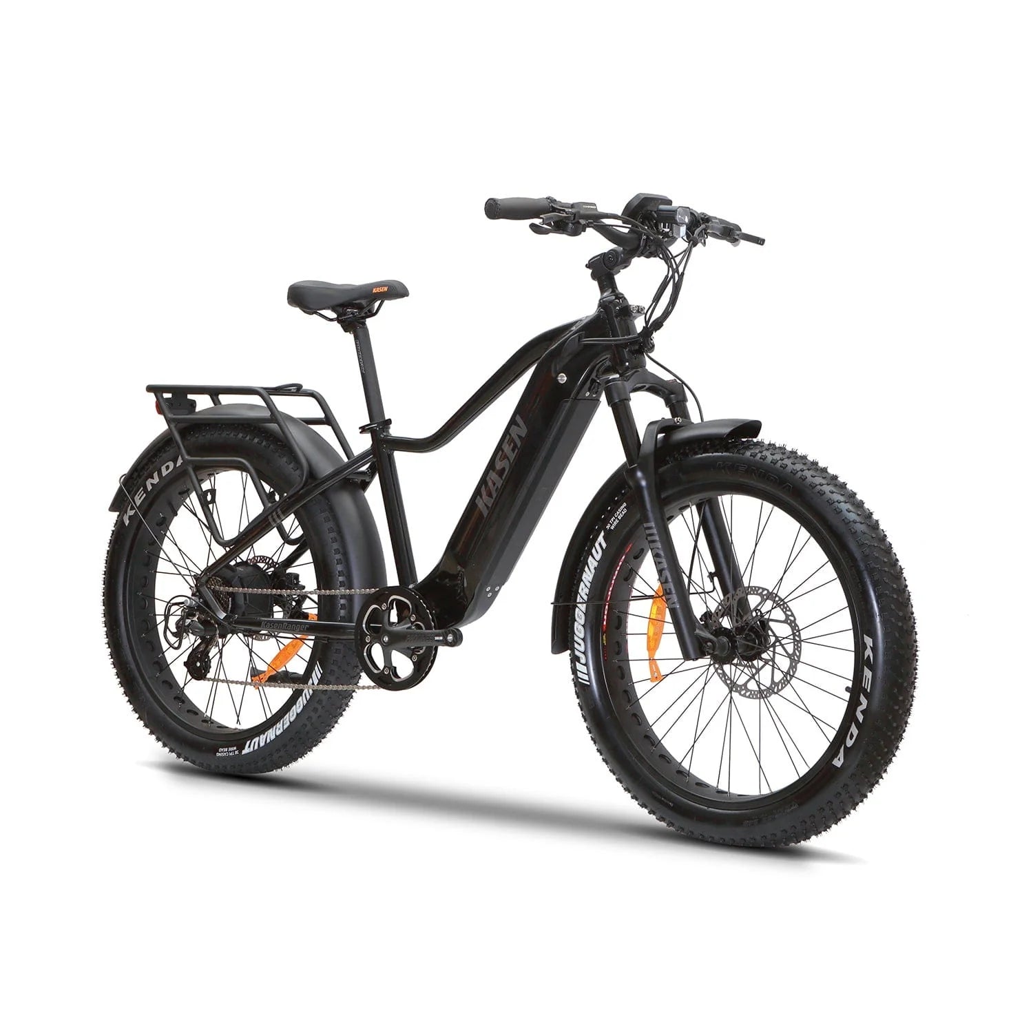Black Kasen Ranger ST 2.0 Step Thru eBike side view against a white background