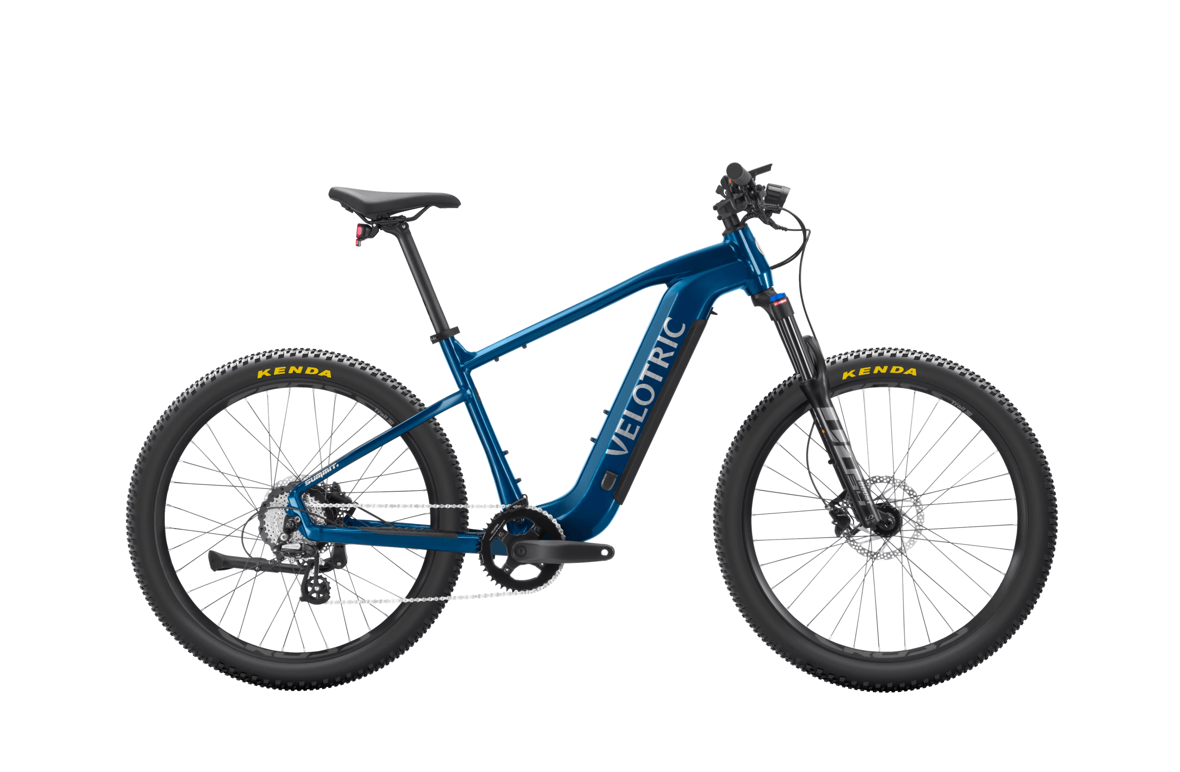 Royal blue Velotric Summit 1 eBike side view against a white background