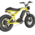 Side view of the eMOTO RAEV Bullet V2 Electric e-Moto Style eBike-Moto 500W electric pit bike, showcasing its sleek black frame, thick tires, and minimalist design against a plain background.