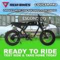 Black eMOTO eBike Revi Cougar Pro, side view, ready to ride, product image with model number 810206242360