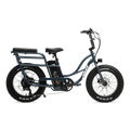 Marine blue Murf Higgs Plus eBike side view, showcasing step-through frame, wide tires, and rear rack
