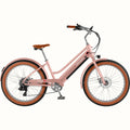 Retrospec Chatham Rev Plus 2 eBike in mauve, step-through frame, side view, against a white background
