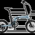 Blue Urtopia Carbon Fold 2 eBike, side view, folded, on a white background