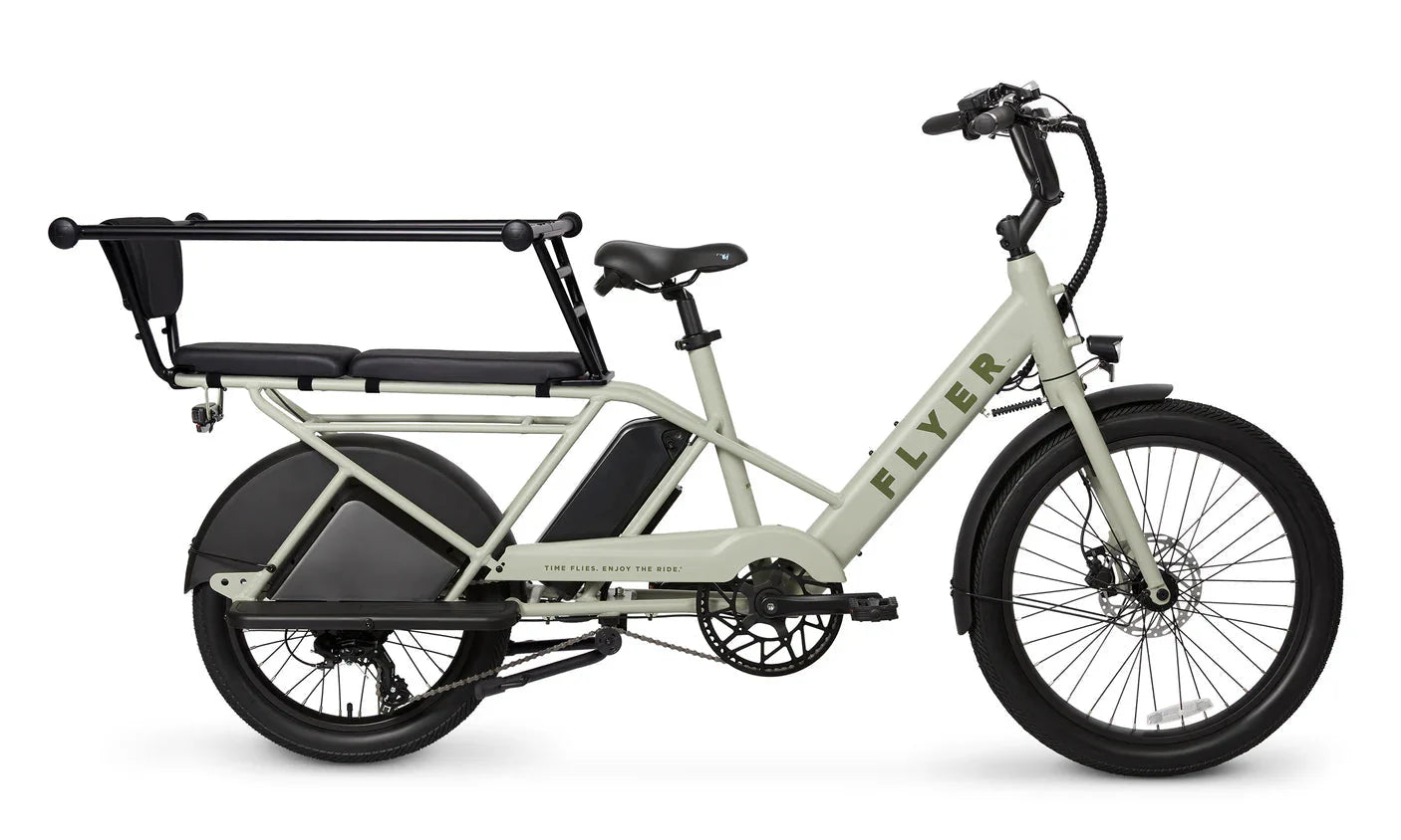 Black RADIO FLYER Via 500w Step Thru electric cargo eBike with 24x2.4 street tires, product image, model 2506552